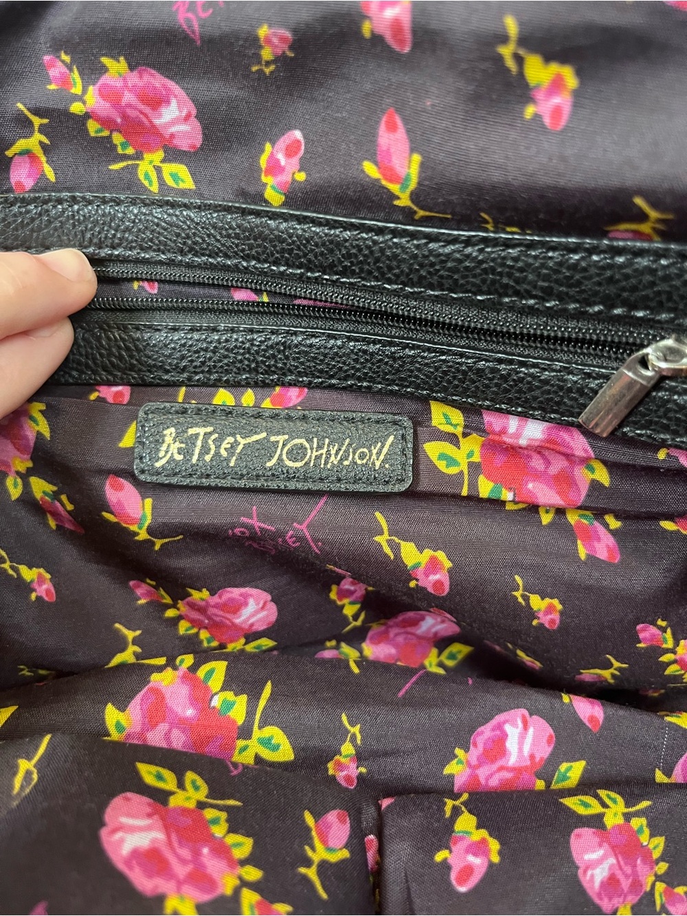Black Betsy Johnson Quilted Heart Satchel with Bow Accent - Picture 7 of 7